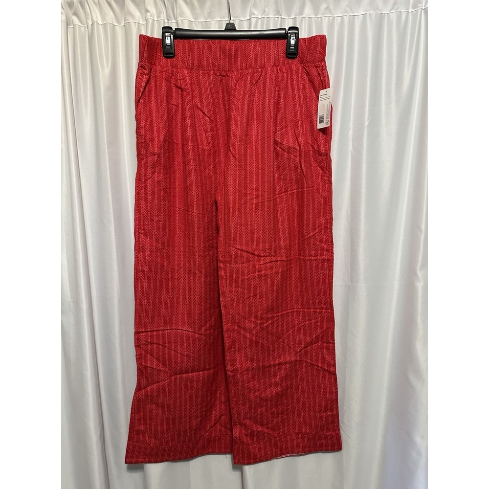 New Jockey Flannel Pajama Bottoms Womens Large Red Pink Polk Dot Elastic Waist